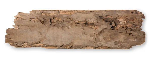 白色底隔离的老旧木板 风化和腐烂的木材路标 — 图库照片
