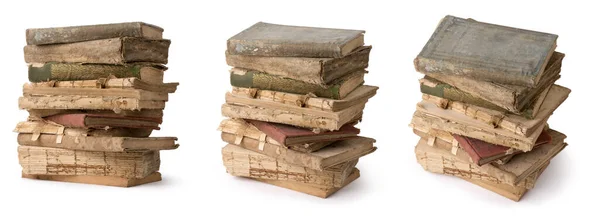 Σωρός Από Παλιά Σκισμένα Βιβλία Αποχρωματισμένες Και Κατεστραμμένες Σελίδες Απομονωμένες — Φωτογραφία Αρχείου