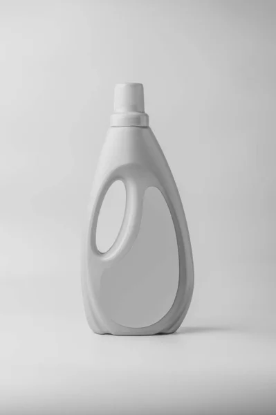 Household Chemical Plastic Bottle Handle Blank Label Isolated Gray Background — Stock Photo, Image