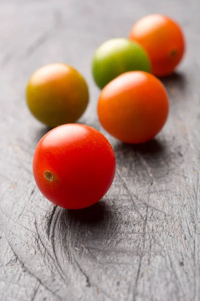 Tomates Cerises Sur Plateau Vue Rapprochée Prise Faible Profondeur Champ — Photo