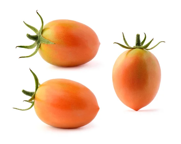 トマト 食用ベリー 白い背景に隔離されたさまざまな角度でマクロ コレクション — ストック写真