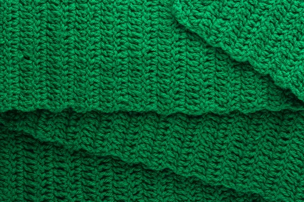 Stickad Ull Tyg Abstrakt Grön Färg Vävt Garn Bakgrund Konsistens — Stockfoto