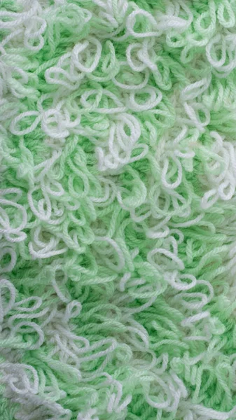 Knitted Wool Fabric Abstract Light Green White Woven Yarn Background — Stock Photo, Image