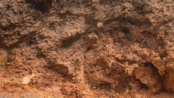 Rzeźbienie Gleby Ziemi Górskiej Czerwony Odcień Koloru Utlenione Bardzo Żyzne — Zdjęcie stockowe