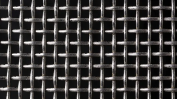 Kovová Ochranná Mřížka Izolovaná Černém Geometrické Pozadí Textury Pro Návrh — Stock fotografie