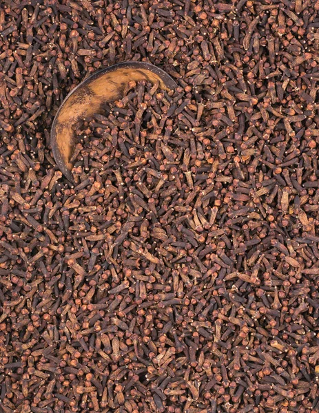 Szárított Szegfűszeg Kókuszhéjból Aromás Fűszerből Fűszernövényből Készült Csészével Felülről Teljes — Stock Fotó