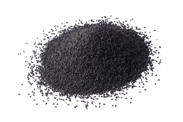 Heap Black Seeds Also Known Black Cumin Caraway Kalonji Isolated — Stock Photo, Image