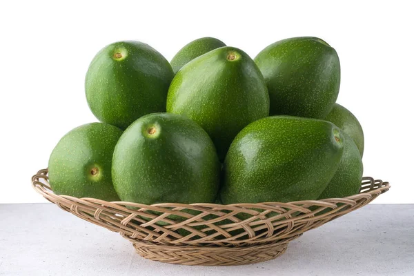 Avocados Basket Also Known Alligator Pear Butter Fruit Fresh Fruits — Stock Photo, Image