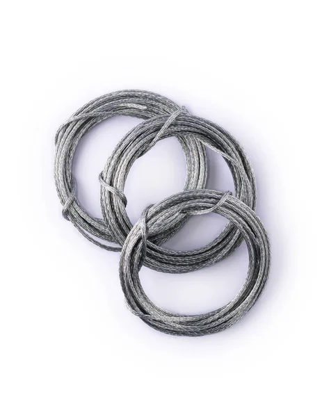 Braided Framing Wire Rolls Used Hang Framed Artwork Isolated White — Stock Photo, Image