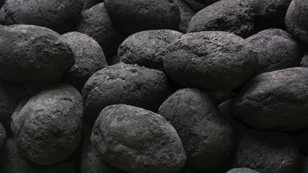 Charcoal Briquettes Bbq Background Texture Side View Closeup Shallow Depth — Stock Photo, Image