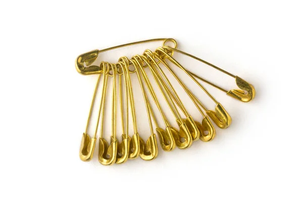 Gold Color Safety Pins Commonly Used Fasten Clothing Isolated White Stock  Photo by ©shamils 649534818