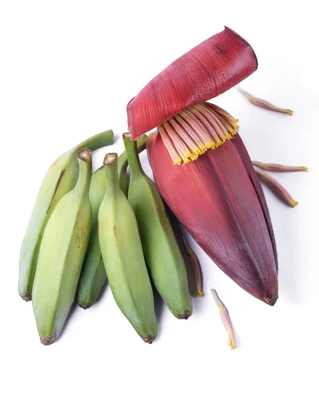 Popiołów Plantanów Lub Zielony Surowy Banan Kwiat Banana Znany Również — Zdjęcie stockowe