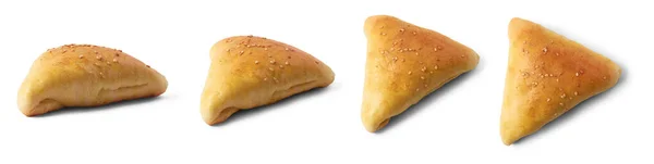 Körili Çörekler Köri Sosu Sebze Karışımıyla Dolu Lezzetli Ekmekler Susam — Stok fotoğraf