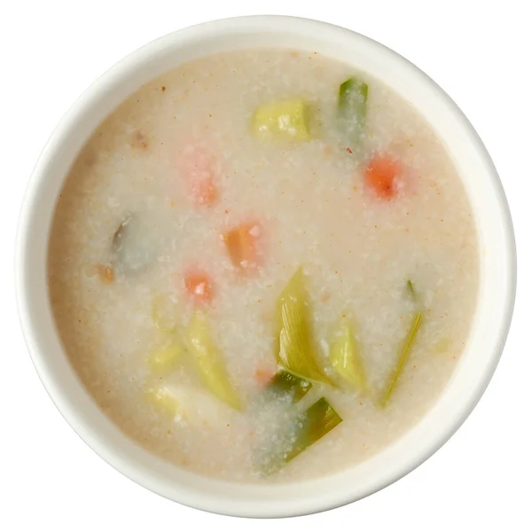 Bowl Rice Porridge Rice Gruel Vegetables Aka Rice Kanji Congee — Stock Photo, Image