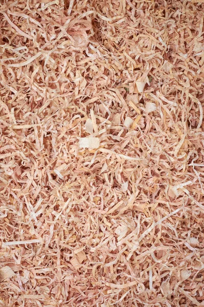 Nahaufnahme Von Holzspänen Rasiert Oder Aus Größeren Holzstücken Gehackt Verwendung — Stockfoto