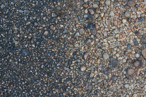 Zbliżenie Streszczenie Małych Skał Powierzchnia Ziemi Czarny Szary Kamień Drogowy — Zdjęcie stockowe