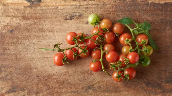 Bos Kerstomaten Houten Oppervlak Populaire Variëteit Van Tomaat Die Grote — Stockfoto