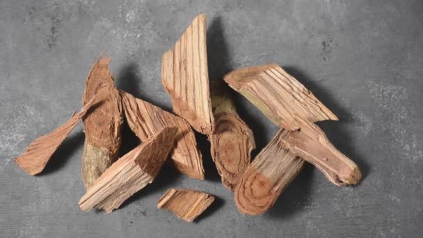 Kawałki Drewna Kothala Himbutu Kory Zioło Szeroko Stosowane Medycynie Ajurwedyjskiej — Wideo stockowe