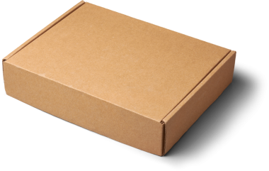 Tek düz kapalı karton kutu izole beyaz arkaplan, boş kahverengi kabın model şablonu, kıvrımlı malzemeden yapılmış