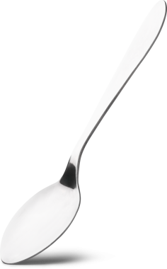 parlatılmış paslanmaz çelik sofra takımı tatlı kaşığı nötr gri arkaplan, metal lüks restoran gereçleri yakın çekimde