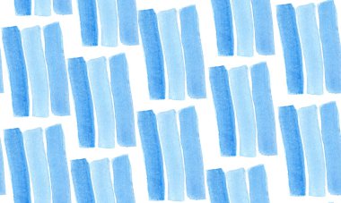 Soyut üç mavi ton dikey çizgiler suluboya kusursuz desen beyazda izole edilmiş. Yüksek kalite çizim. El çizimi. Hatıra defteri, el işi kağıdı, ambalaj kağıdı, kapak, arka plan için iyi.