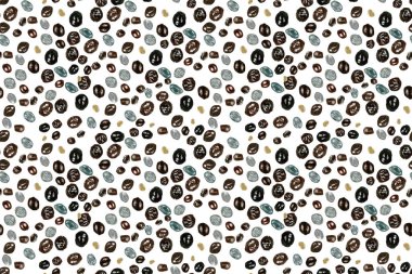 Papaya, beyazda izole edilmiş suluboya desenleri tohumlar. Elle boyanmış tropik meyve tokası sanatı mutfak tasarımları, tekstil, ambalaj kağıdı, baskılar, kartlar, paketler ve menü için mükemmeldir. Desenli.