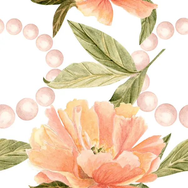 Yumuşak incilerle çevrili pembe şakayık yaprakları suluboya terzi deseni olarak ideal, zarif ve tekrarlayan bir tasarımı oluşturur. Kumaş baskıları, düğün dekorasyonu, kadınsı damgalama, ambalaj için mükemmel..