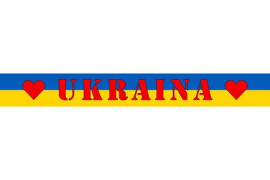 Ukrayna, ülkenin adı ve bayrağın renkleri, Ukrayna halkı için logo ve kalbin grafiklerini resmediyordu.