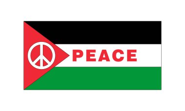 flag of Palestine, colors of the Palestinian flag and the symbol of peace, for the end of all wars and conflicts for the peace of all the peoples of this territory; .png format with cropped border. graphic illustration. clipart