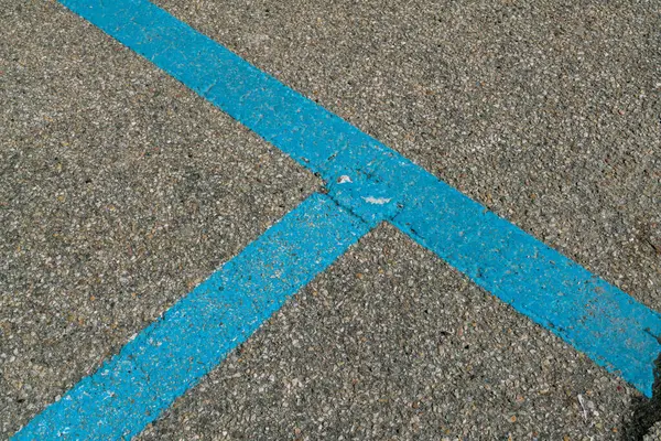 Los Estacionamientos Pago Indican Con Líneas Azules Barrios Con Aparcamiento — Foto de Stock