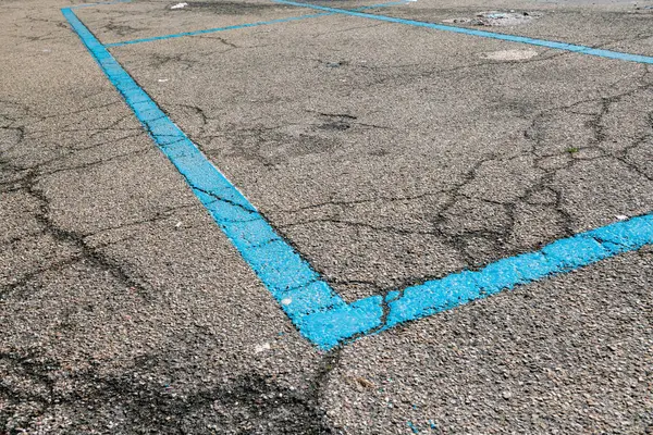 Los Estacionamientos Pago Indican Con Líneas Azules Barrios Con Aparcamiento — Foto de Stock