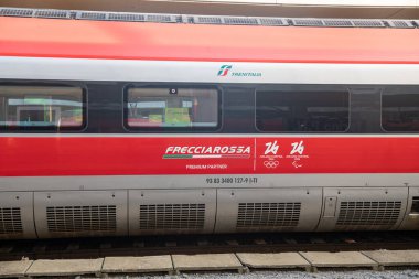 sign indicating Porta Nuova station in Torino, the arrival and departure station in the city center. Modern portal for access to the city or trains for traveling. train stops at the station, releasing an air of adventure and speed. news, event. clipart