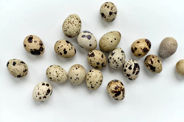 Quail Eggs White Background Rop View Easter Concept Royalty Free Stock Photos