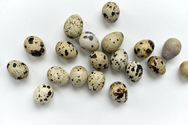 Quail Eggs White Background Rop View Easter Concept Royalty Free Stock Images