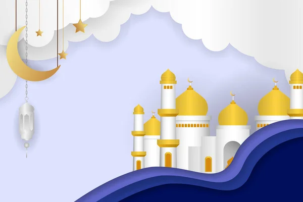 Fondo Ramadán Kareem Con Mezquita — Vector de stock