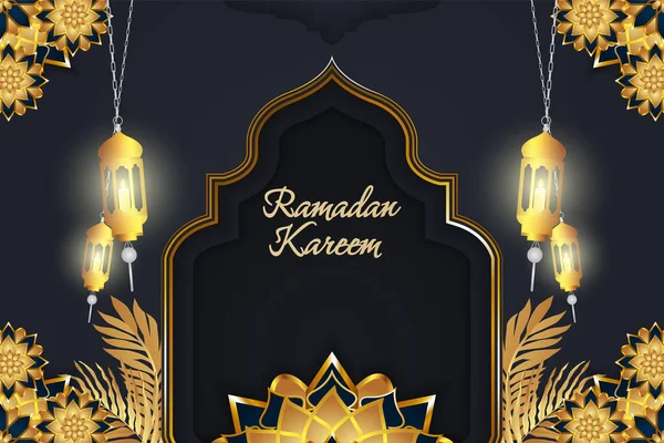 stock vector Ramadan Kareem background black and gold