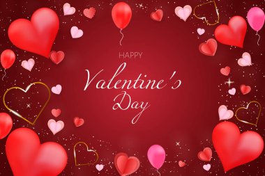 Happy valentine's day background paper cut with element clipart