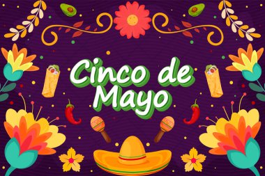 Düz Cinco De Mayo bayram kutlama festivali arkaplanı parçacık elementiyle