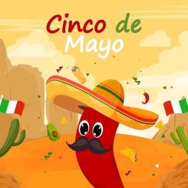 Parçacık elementi ile Düz Cinco De Mayo arkaplanı