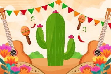 Düz Cinco De Mayo Meksika festivali manzarası