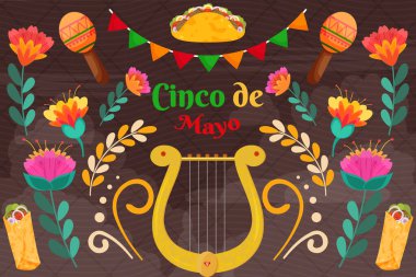 Arka planda Cinco De Mayo Meksika Liri Festivali