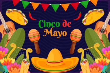 Cinco De Mayo sombrero ile kutlama yapıyor.