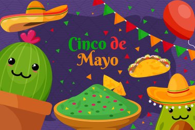 Flat Cinco De Mayo Festivali bayram arkaplan kutlaması