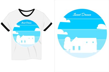 T-shirt tatlı rüya retro vintage mavi