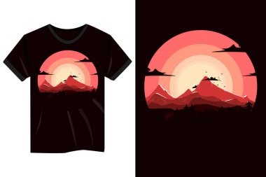 Peyzaj retro tasarımı t-shirt modeli