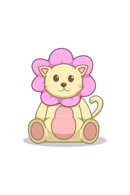 Çiçek karikatürlü kedi çizimi