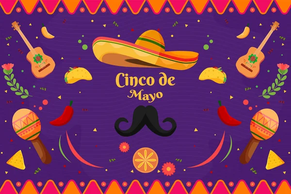 Parçacık elementi ile Düz Cinco De Mayo arkaplanı