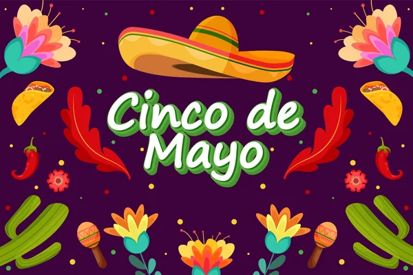 stock vector Flat Cinco De Mayo holiday celebration festival background