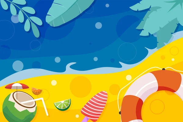 Praia Verão Com Elementos Coco Fundo —  Vetores de Stock