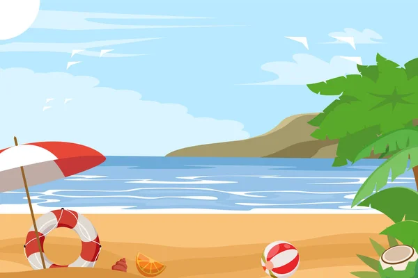 Sommer Strand Elemente Hintergrund — Stockvektor